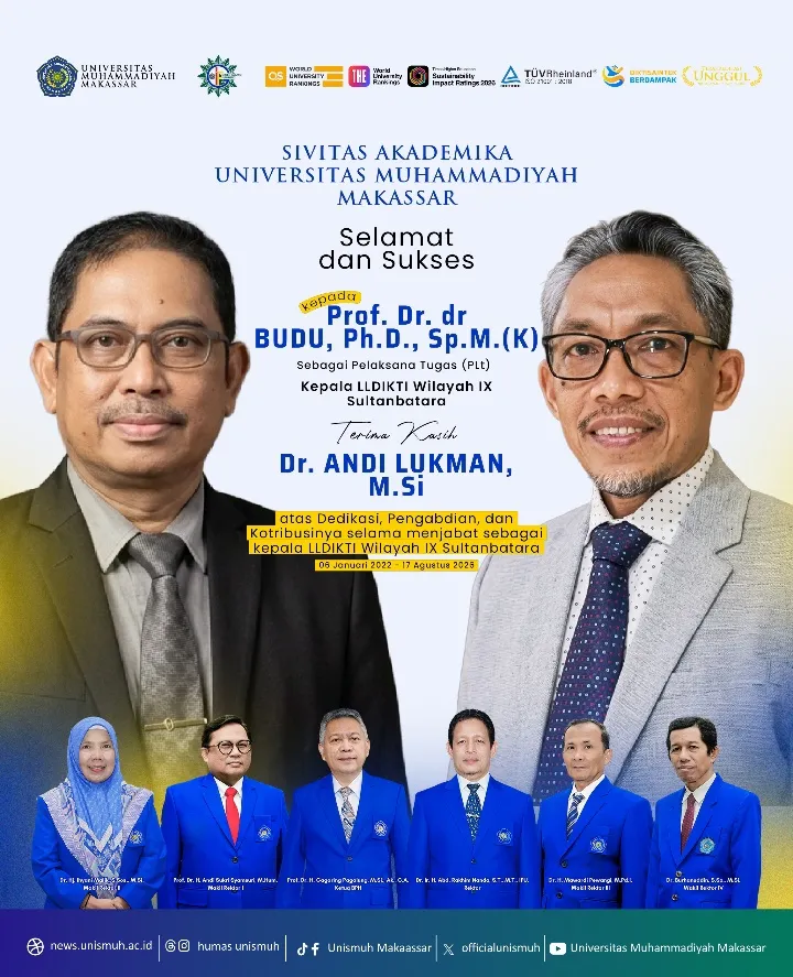 Unismuh Apresiasi Pengabdian Andi Lukman, Sambut Prof Budu Pimpin LLDIKTI IX